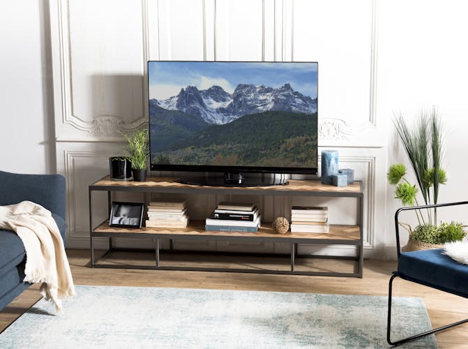 Meuble TV en bois pieds metal de style contemporain