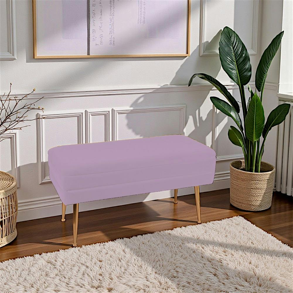 Banquette 2 places tissu rose pieds dorés TIM