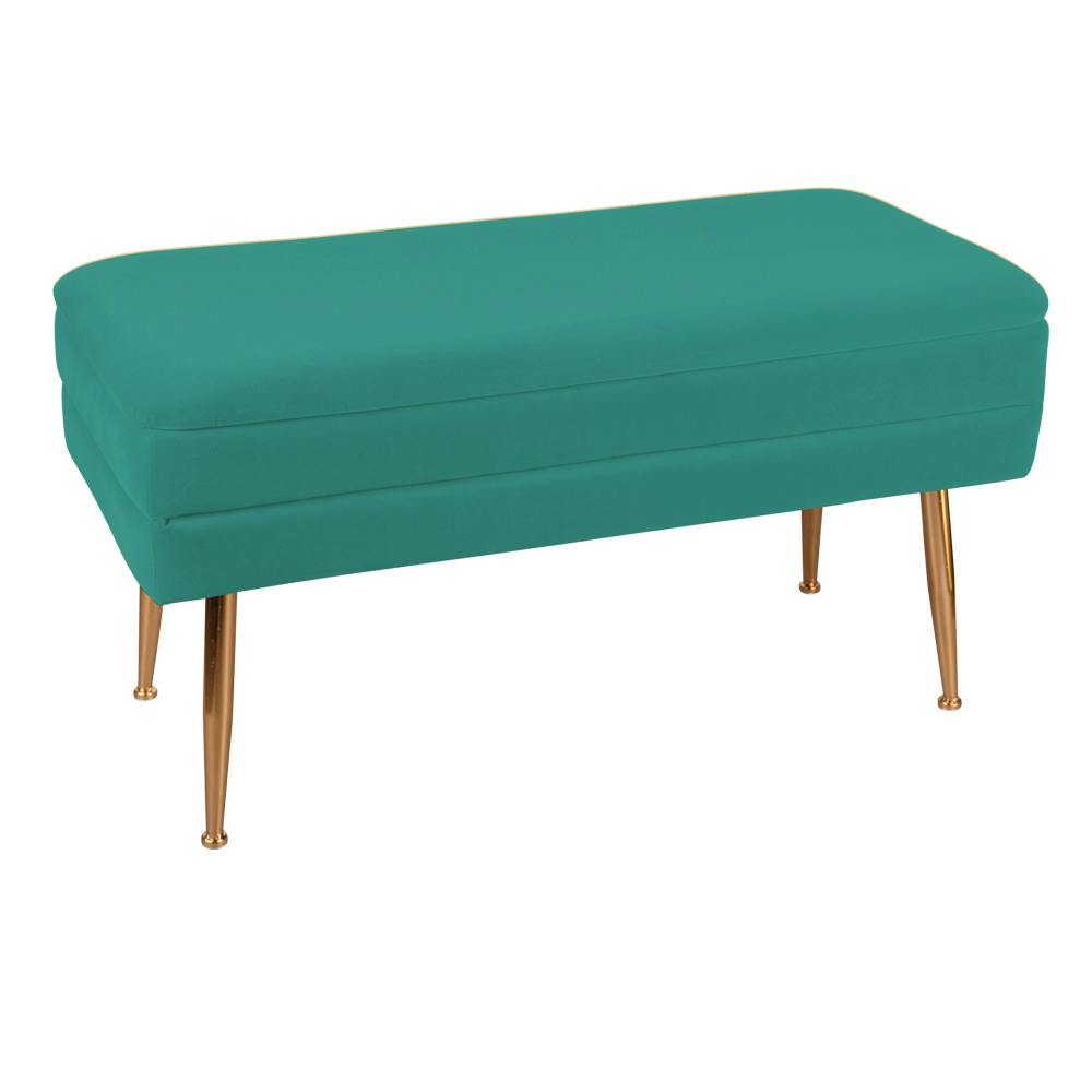 Banquette 2 places tissu vert pieds dorés TIM