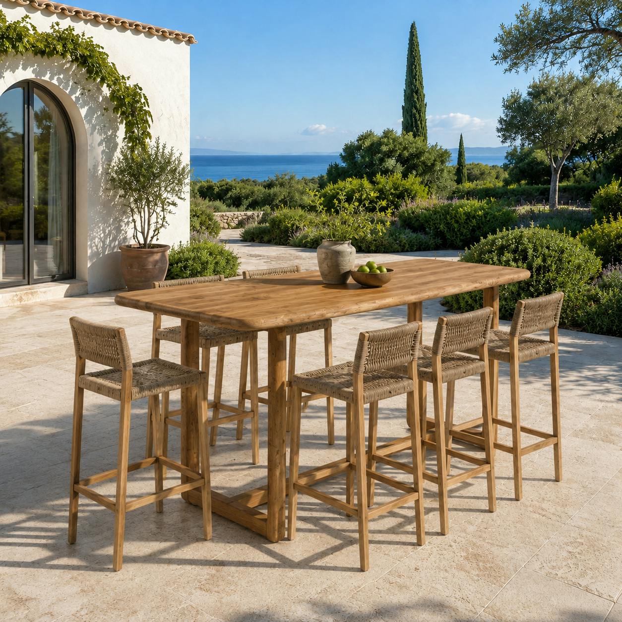 Bar de jardin 160 cm en teck recyclé ORIA