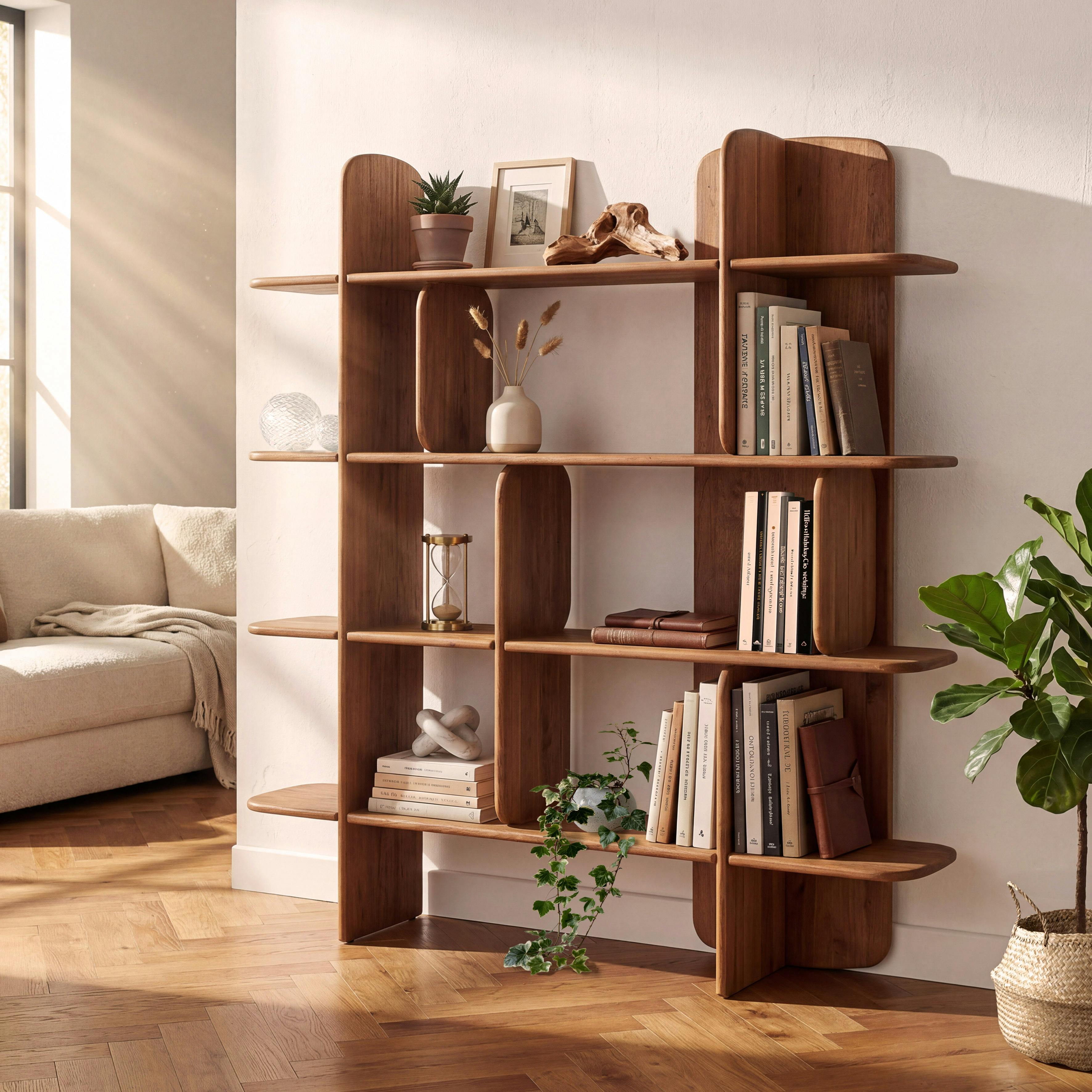 Bibliothèque 160x160cm en bois de teck recyclé SWING