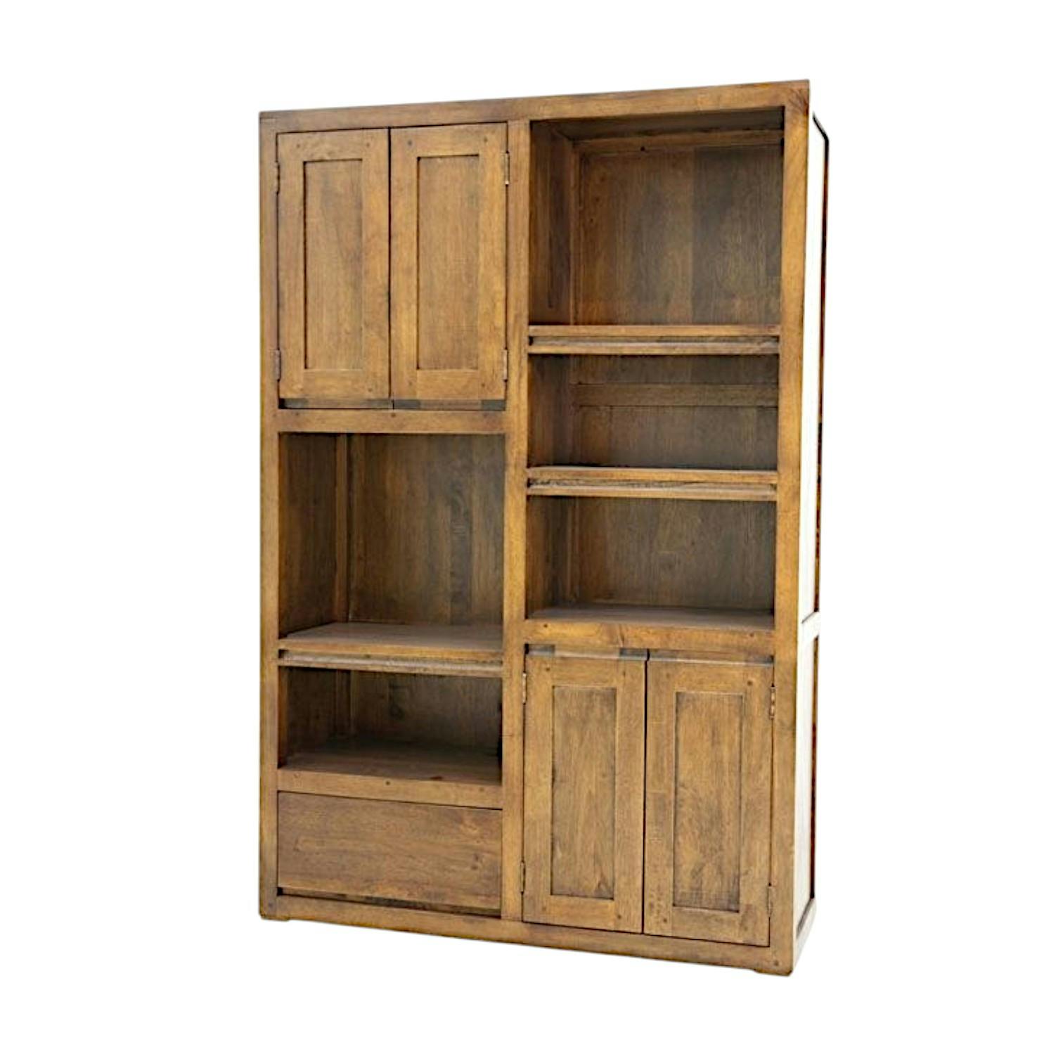 Bibliothèque 4 portes 1 tiroir hévéa 100x150cm OLGA