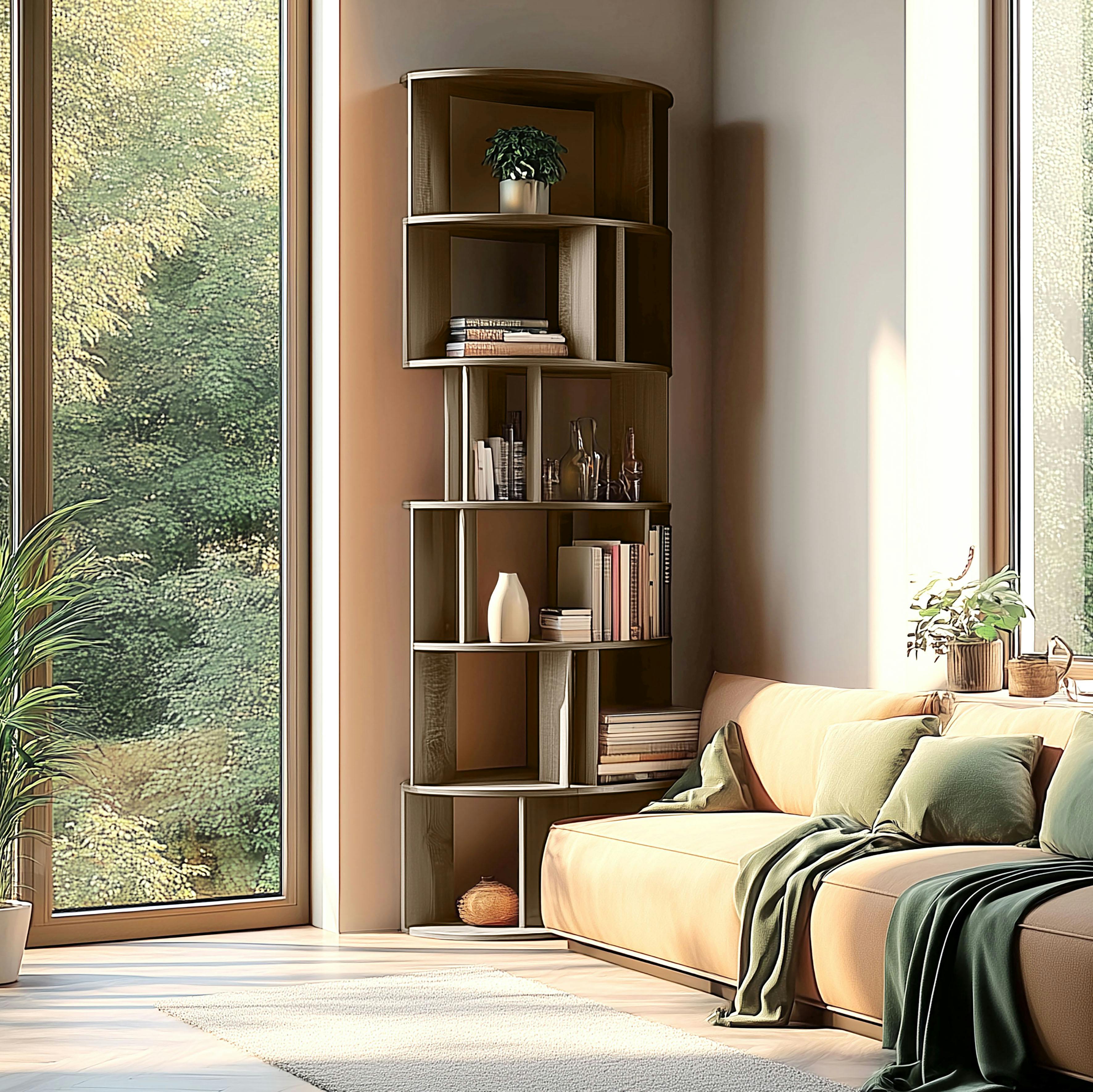 Bibliothèque artistique en bois de mindi ARCUS