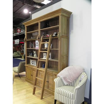 Bibliothèque avec échelle Classique chic Chêne 213x45x240cm MEDICIS
