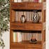 Bibliotheque etagere avec tiroirs en bois clair de style colonial