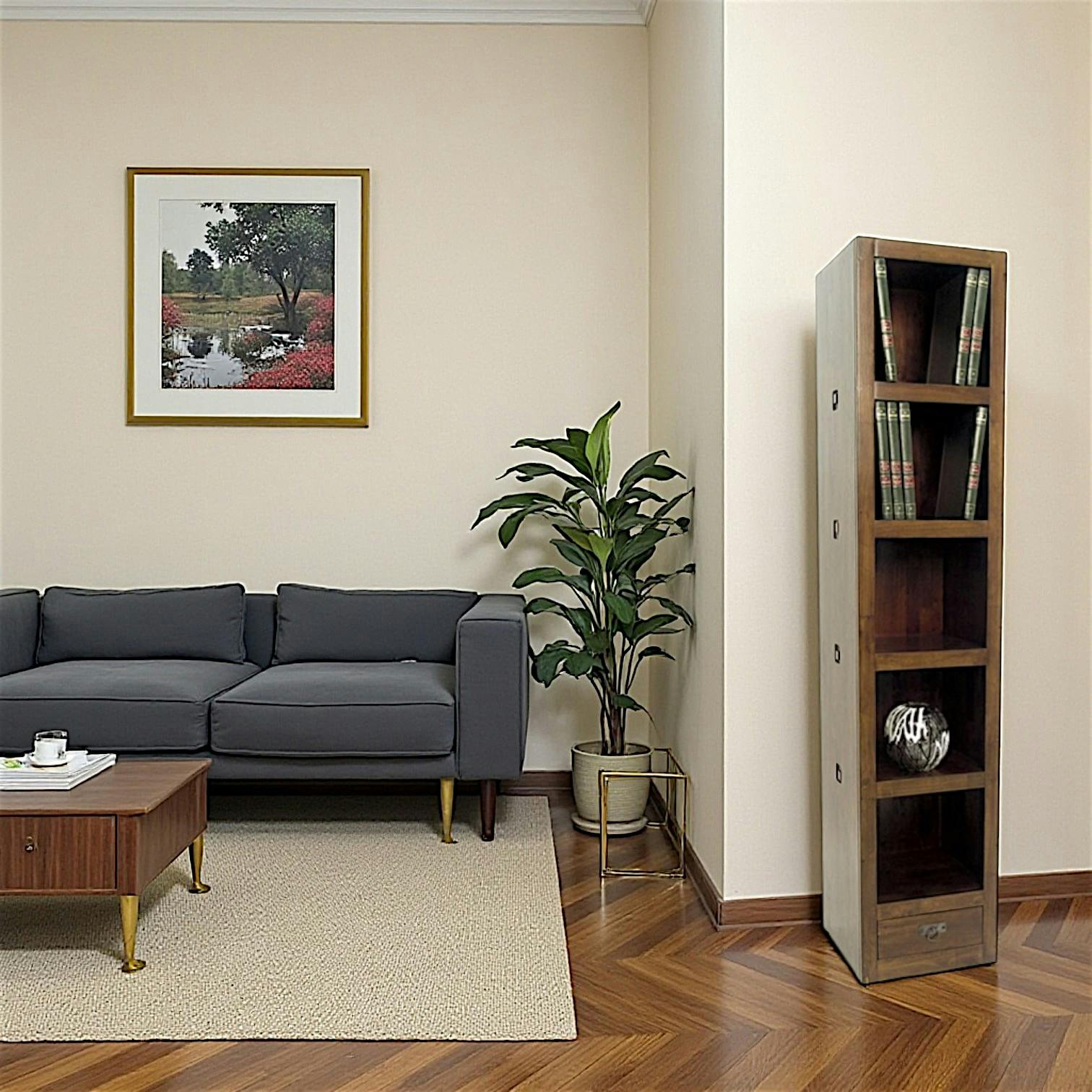 Bibliothèque colonne hévéa H196cm TESSA