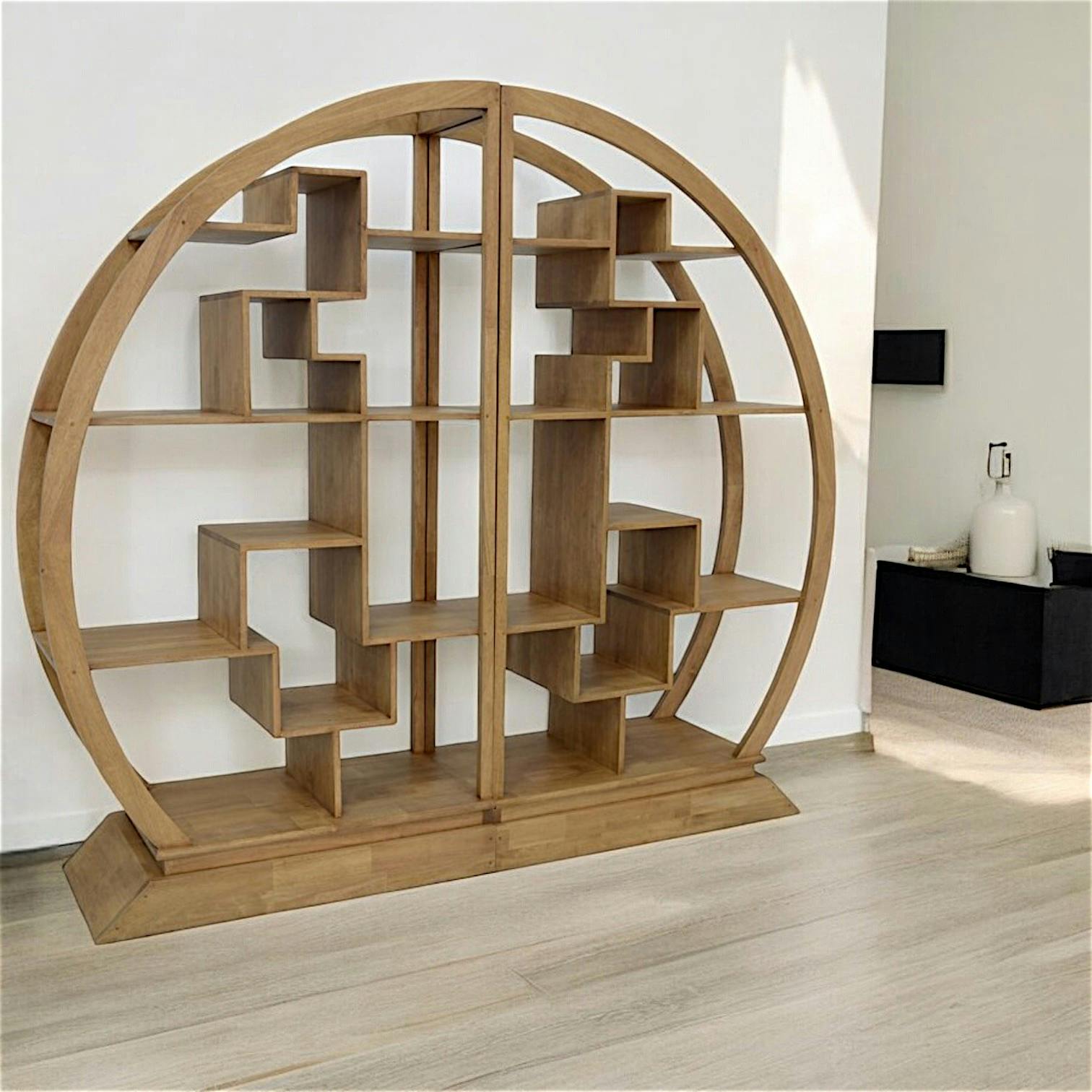 Bibliothèque demi cercle Hévéa 44x200x180 MAORI