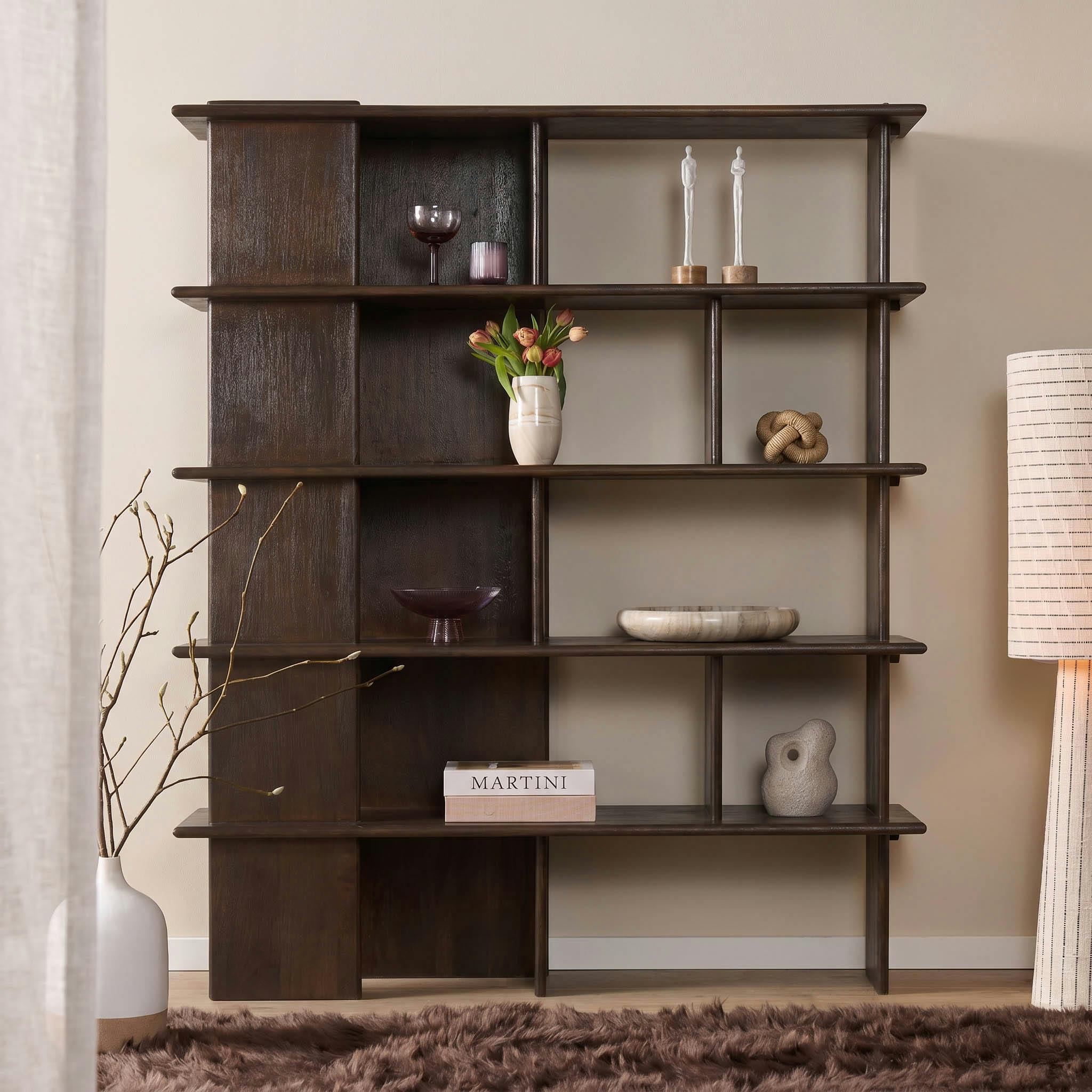 Bibliothèque déstructurée en bois marron 150 cm ALMA