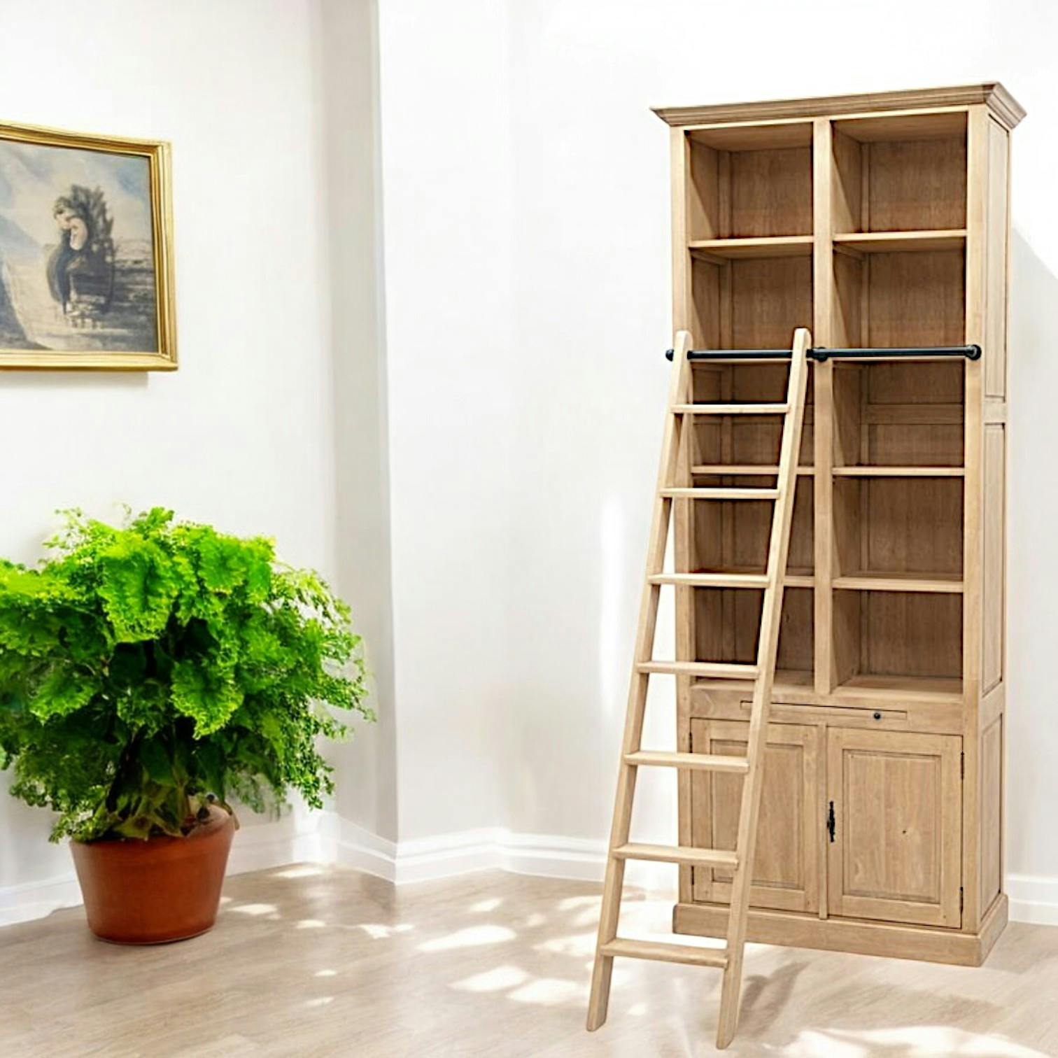 Bibliothèque échelle exotique hévéa 100x240cm TRADITION