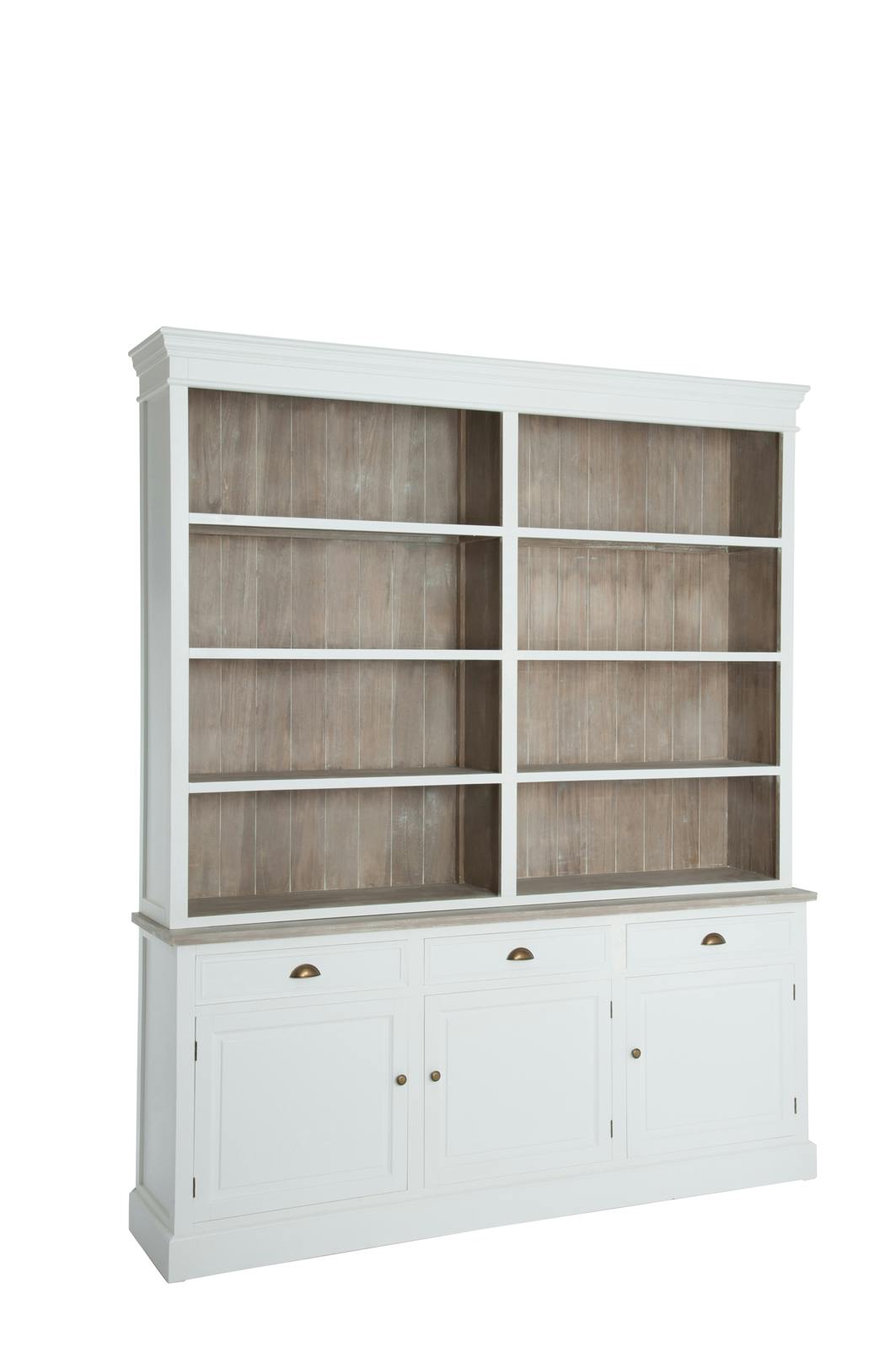 Bibliothèque en bois, 4 niveaux 3 tiroirs et 3 portes, 191x40x227cm