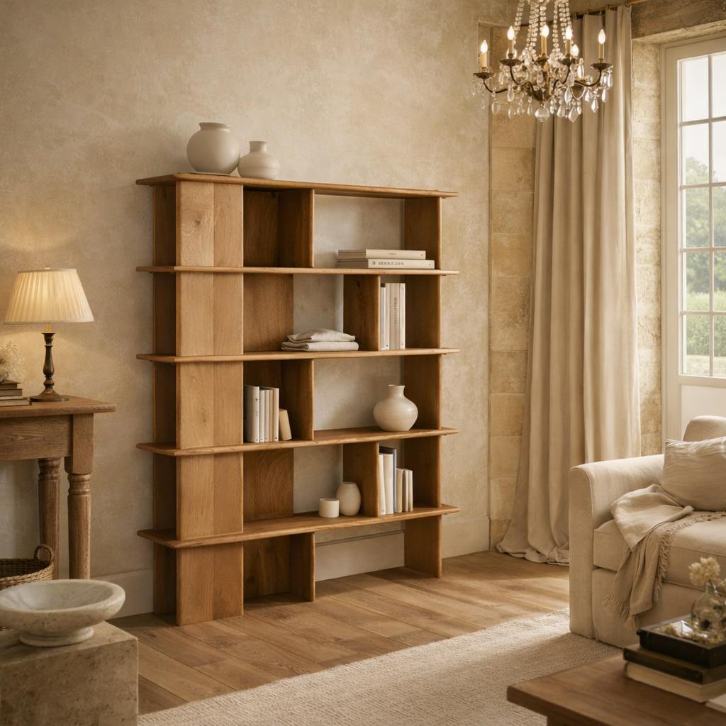 Bibliothèque en bois clair à plateaux ouverts 150 cm ALMA