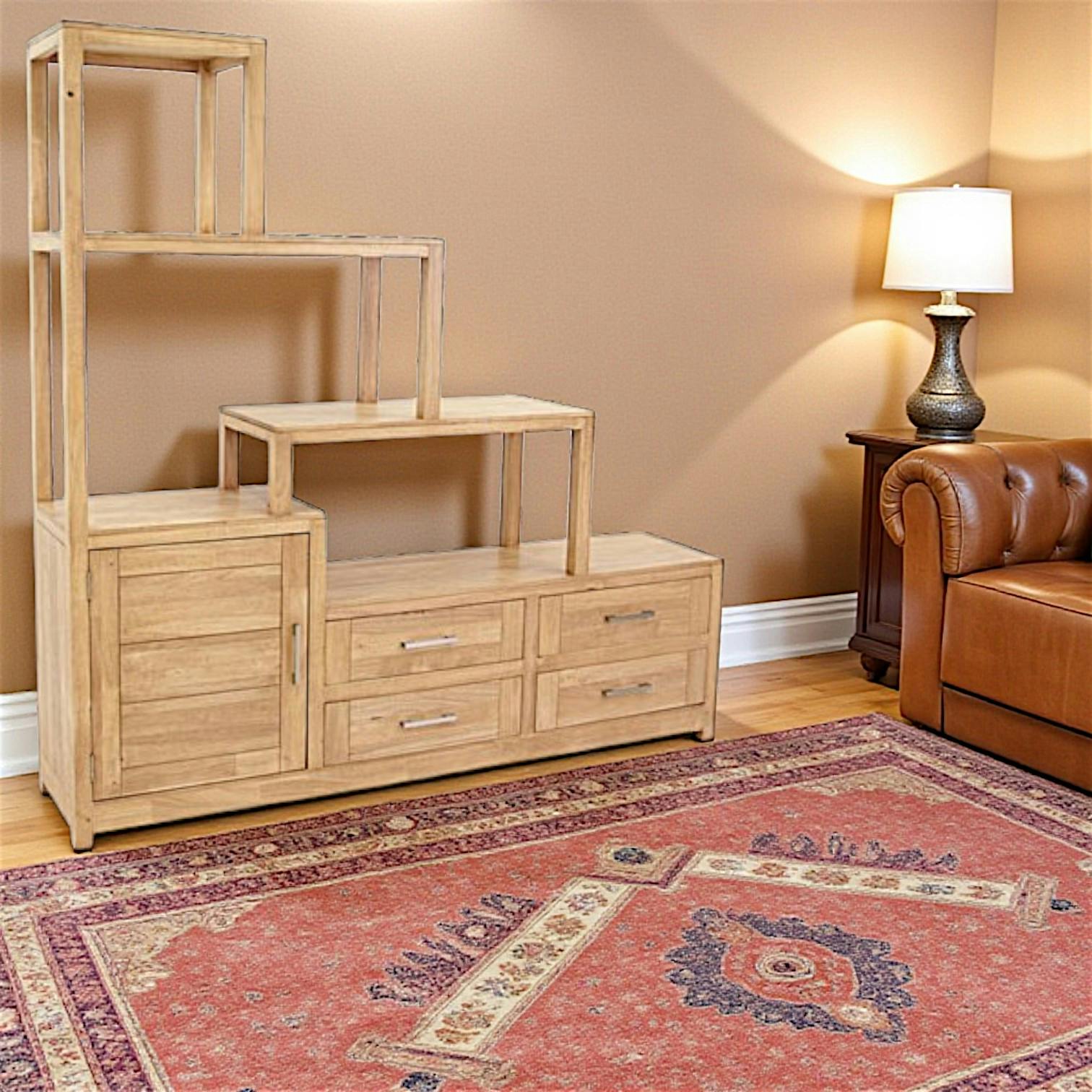 Bibliothèque escalier hévéa massif ATTAN