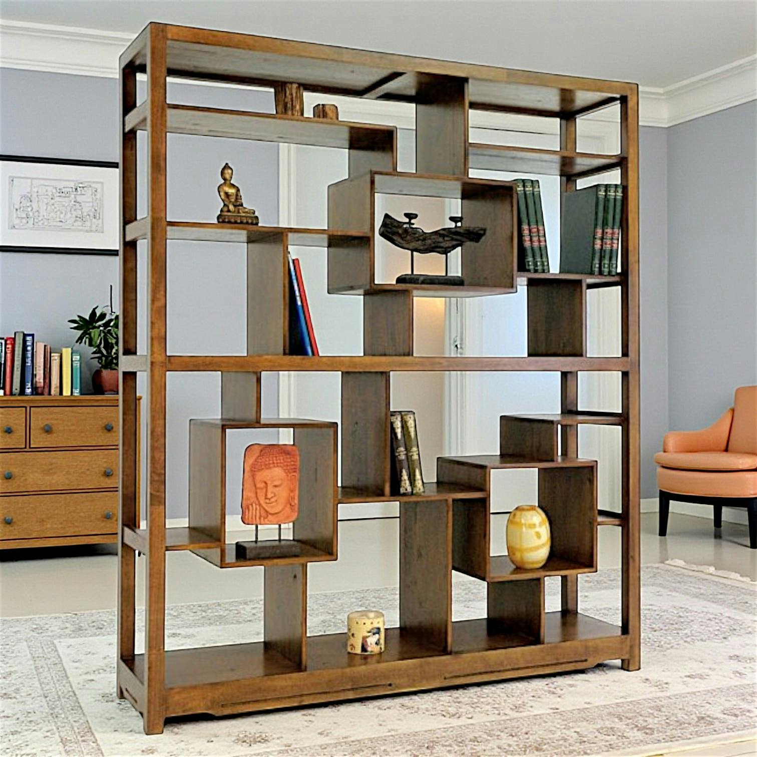 Bibliothèque étagère destructurée hévéa 160x190cm MAORI