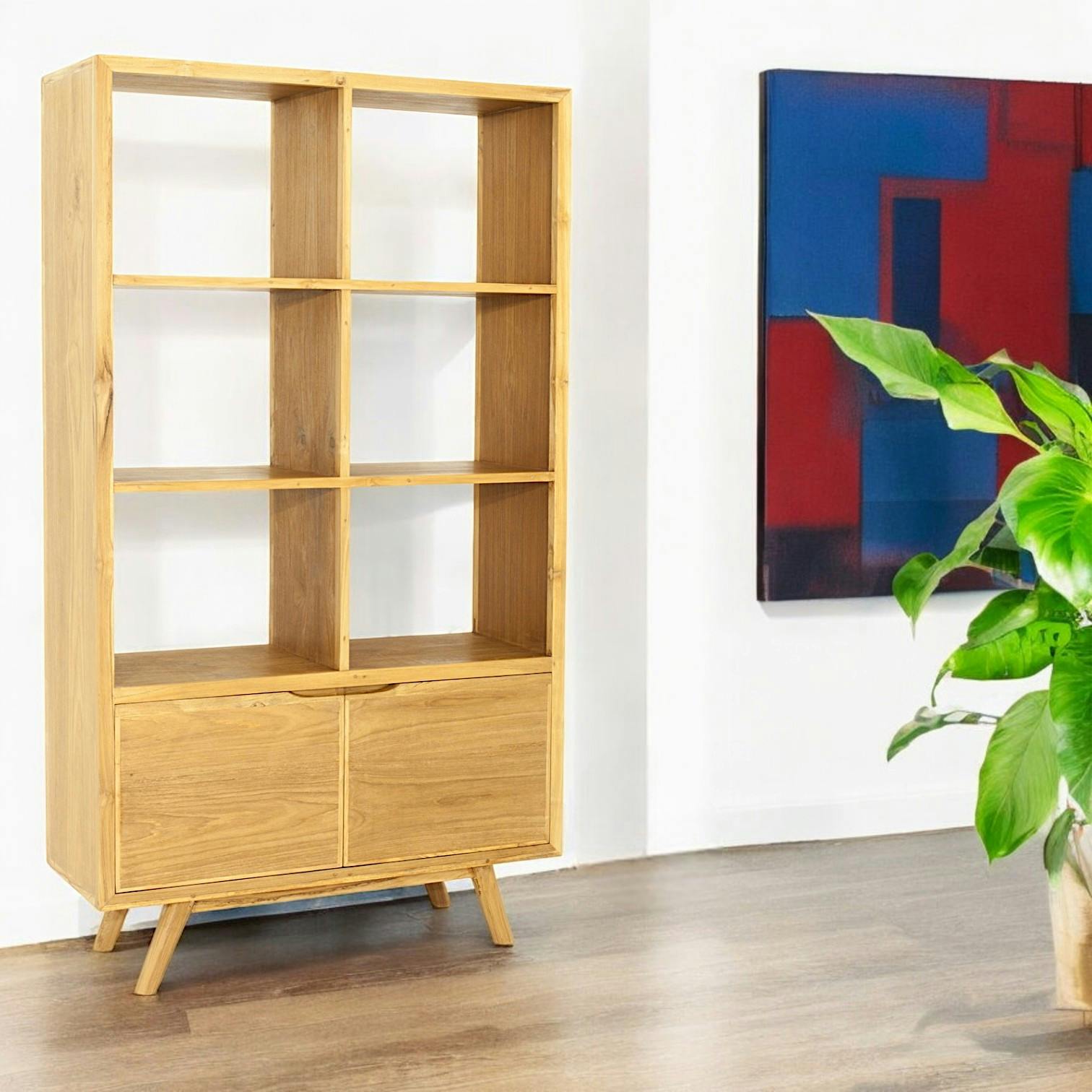 Bibliotheque etagere en bois massif de style vintage