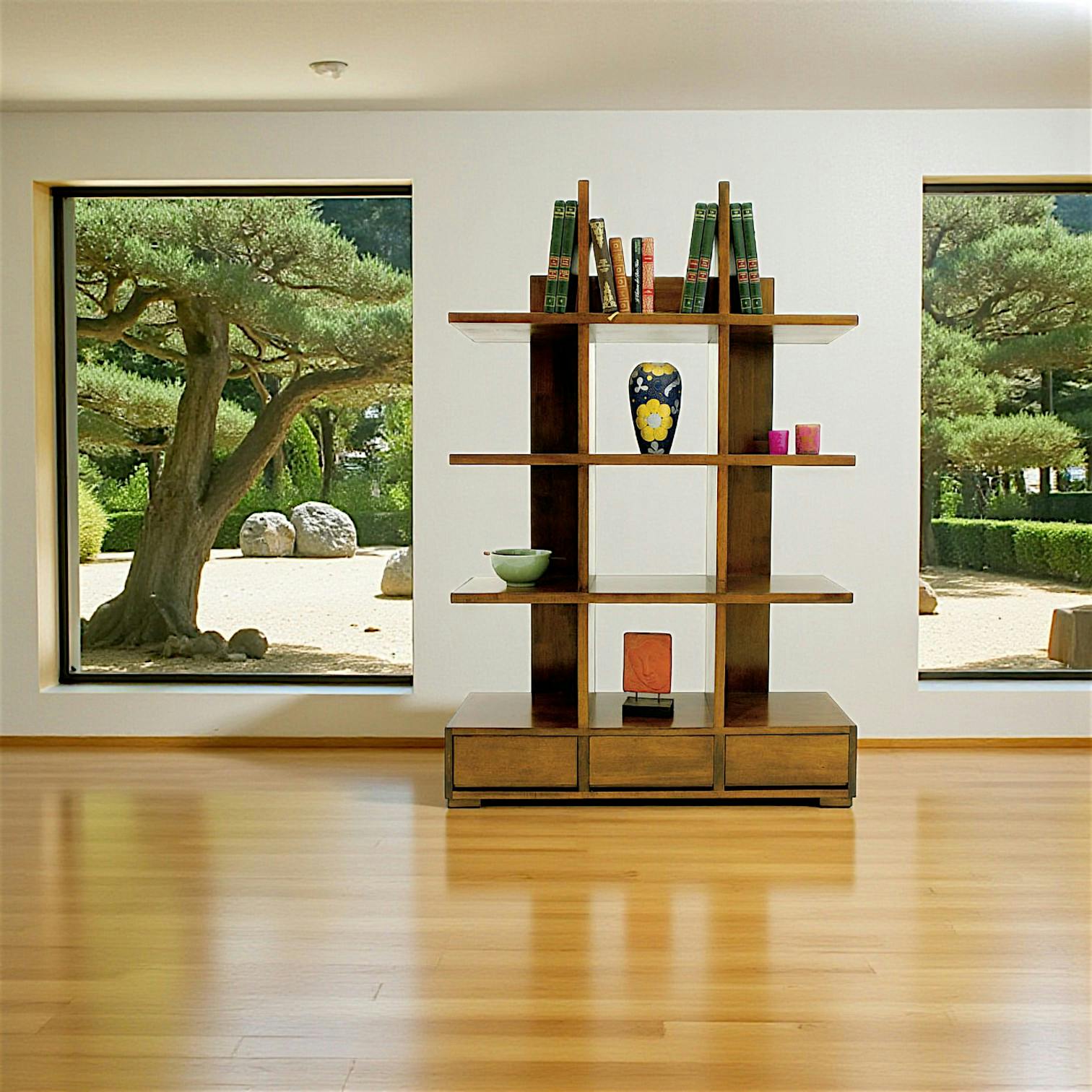 Bibliothèque étagère moderne hévéa 172cm OLGA