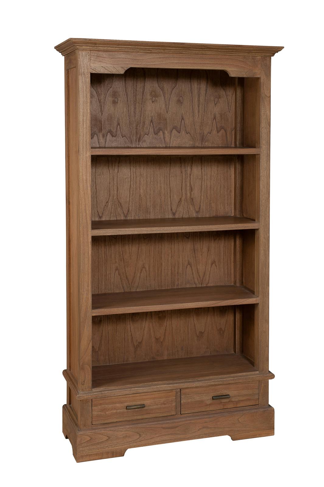 Bibliothèque exotique 4 étagères 2 tiroirs L95 X P34 X H180CM LOUNA