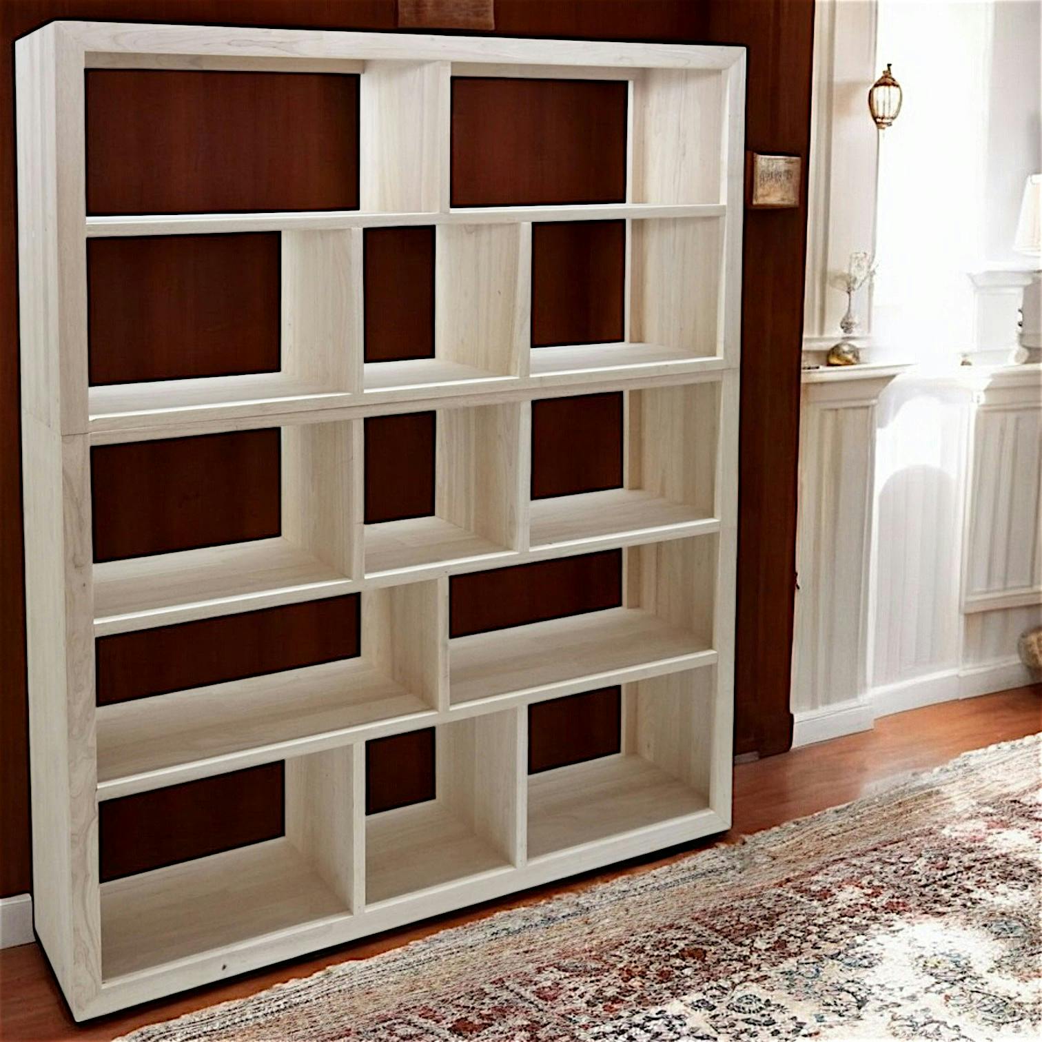 Bibliothèque Hévéa 13 niches en 2 parties 35x150x180cm HELENA