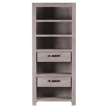 Bibliothèque moderne bois gris 2 tiroirs 85x44x200 ATLAGO