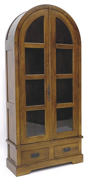 Bibliothèque ogive 2 portes 2 tiroirs hévéa 86X180cm TRADITION