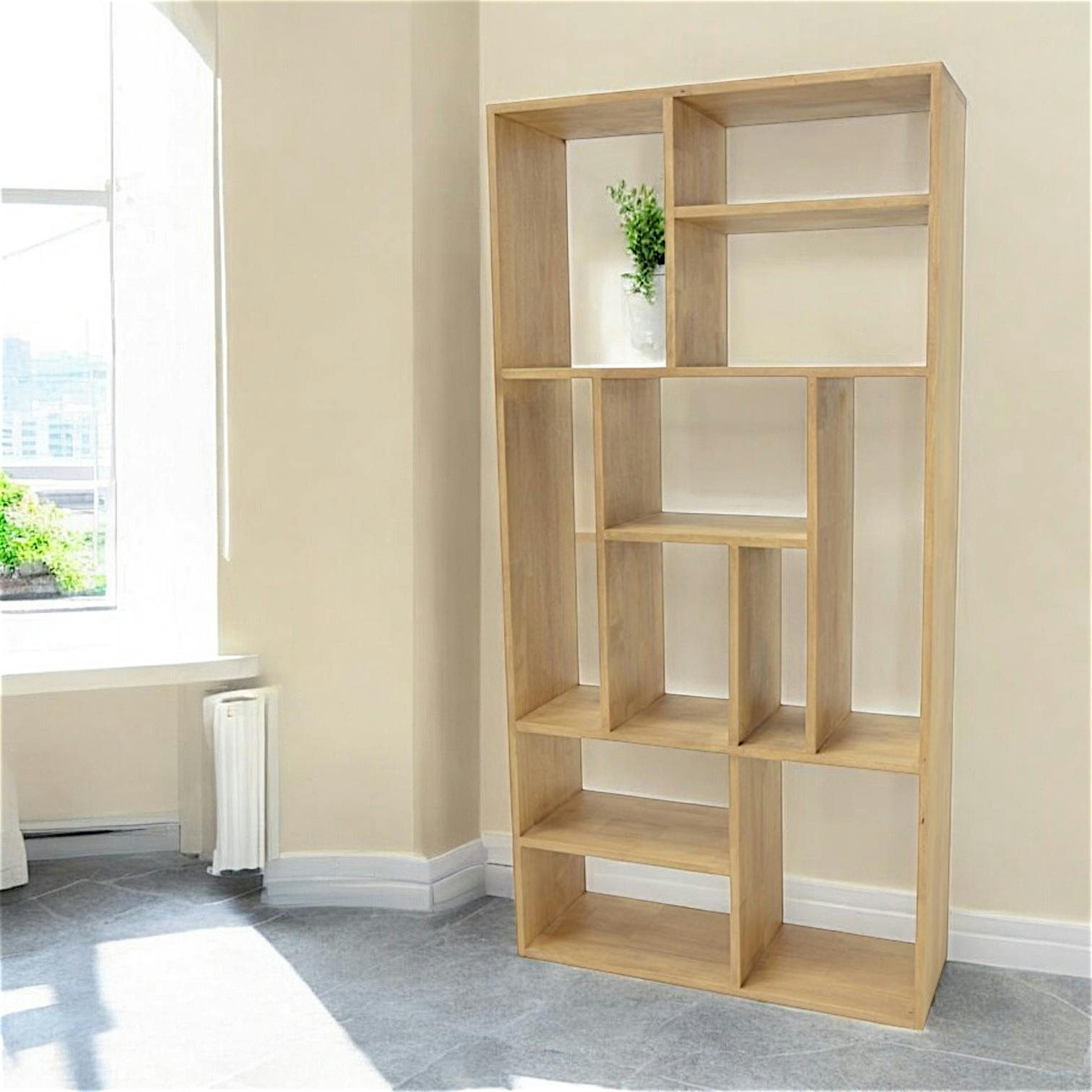 Bibliothèque ouverte Hévéa 11 niches déstructurées 90x30x180cm BALTIC