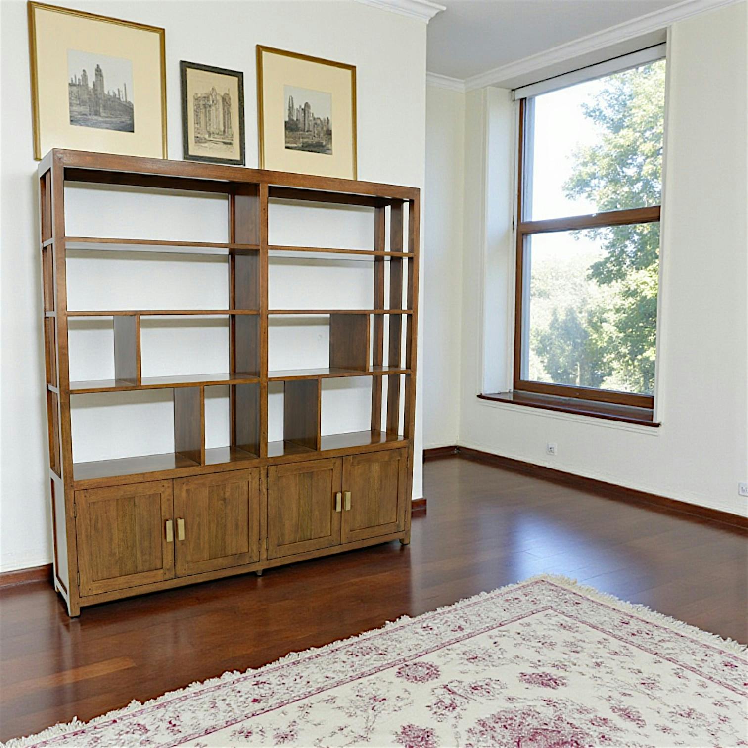 Bibliothéque ouverte Hévéa 4 portes, niches, 30x180x183cm HELENA