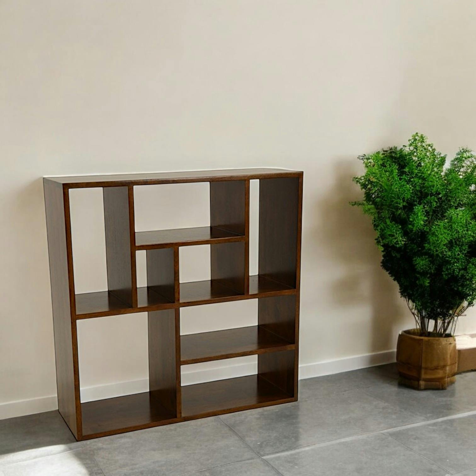 Bibliothèque ouverte Hévéa 8 niches déstructurées 90x30x90cm BALTIC