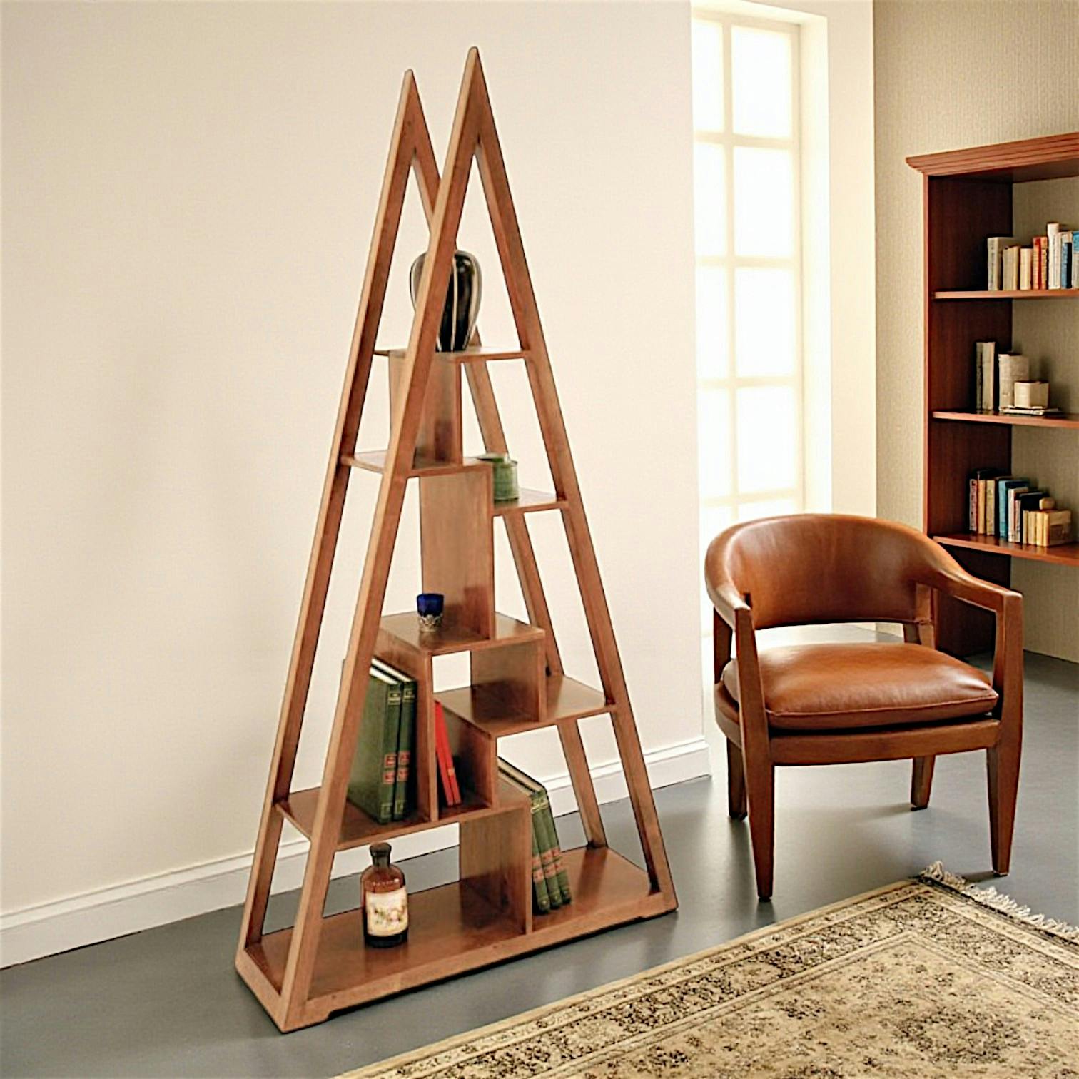 Bibliothèque pyramide originale hévéa 100x190cm MAORI
