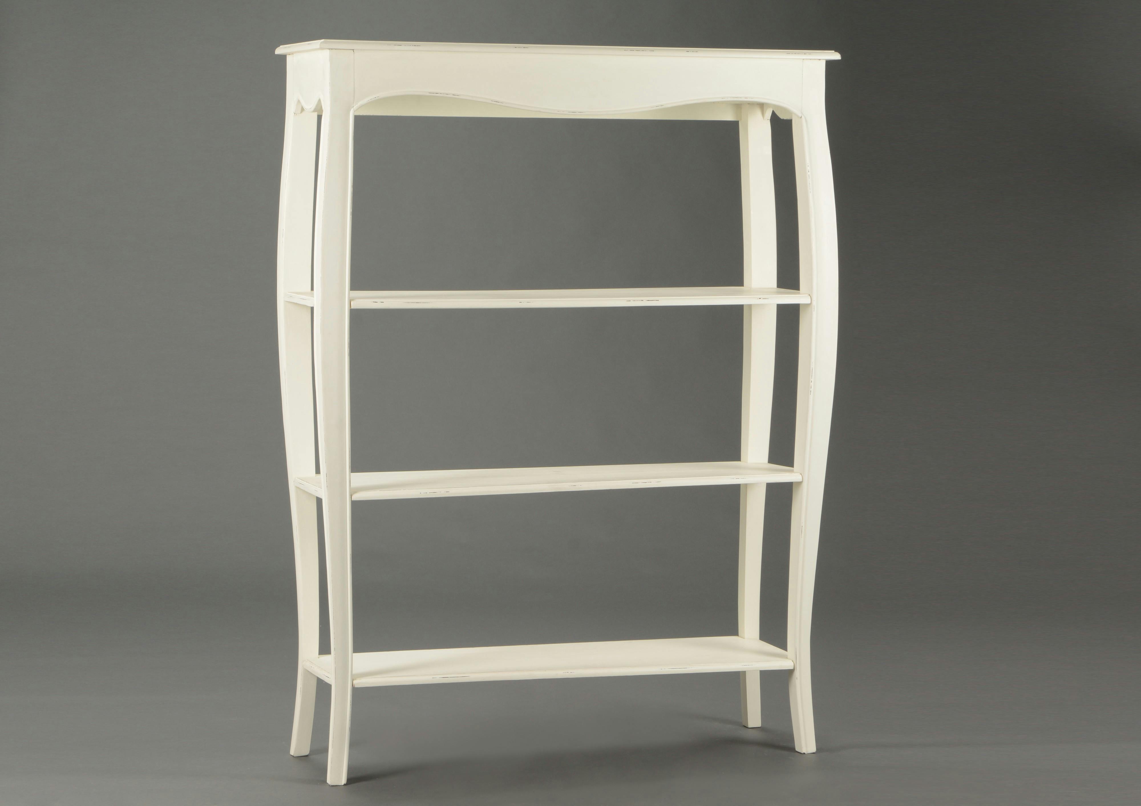 Bibliothèque romantique en bois patiné crème 3 étagères MERVEILLE L120XP40XH160cm AMADEUS
