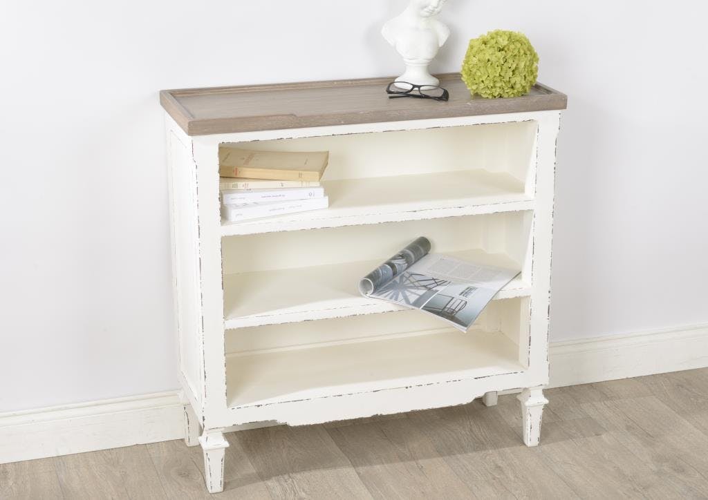 Bibus bois blanc vieilli plateau naturel GUSTAVE L 80 x P 30 x  H 80 AMADEUS