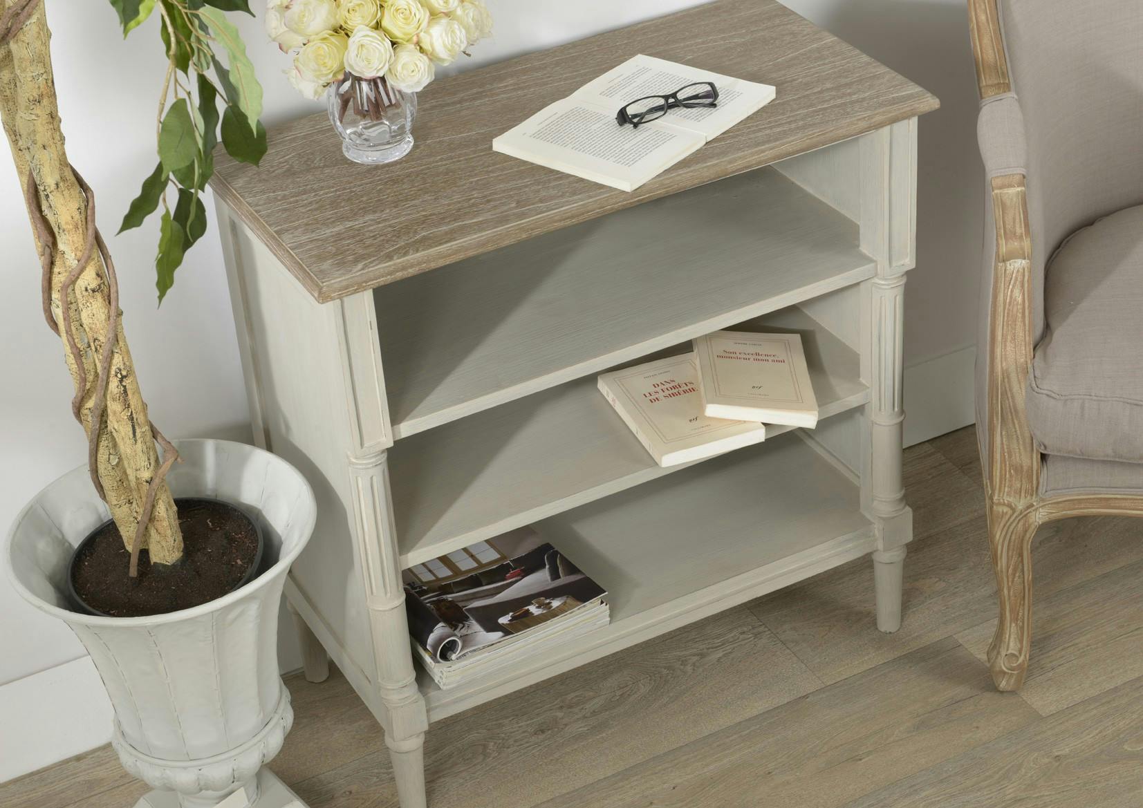 Bibus bois gris clair plateau naturel EDOUARD L 80 x P 40 x  H 80 AMADEUS