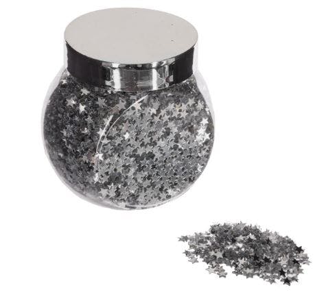 Bocal à confettis étoiles argentées