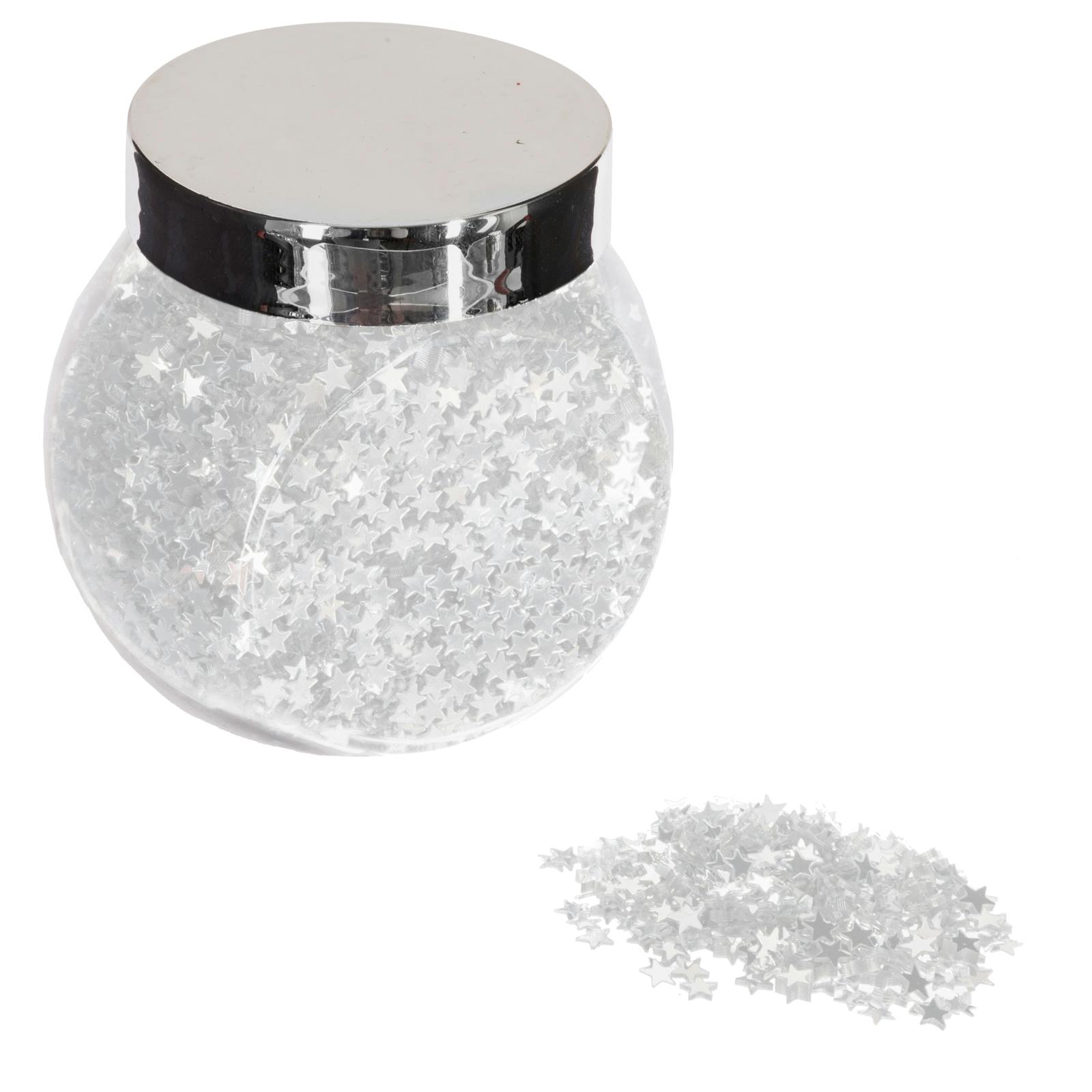 Bocal à confettis étoiles blanches