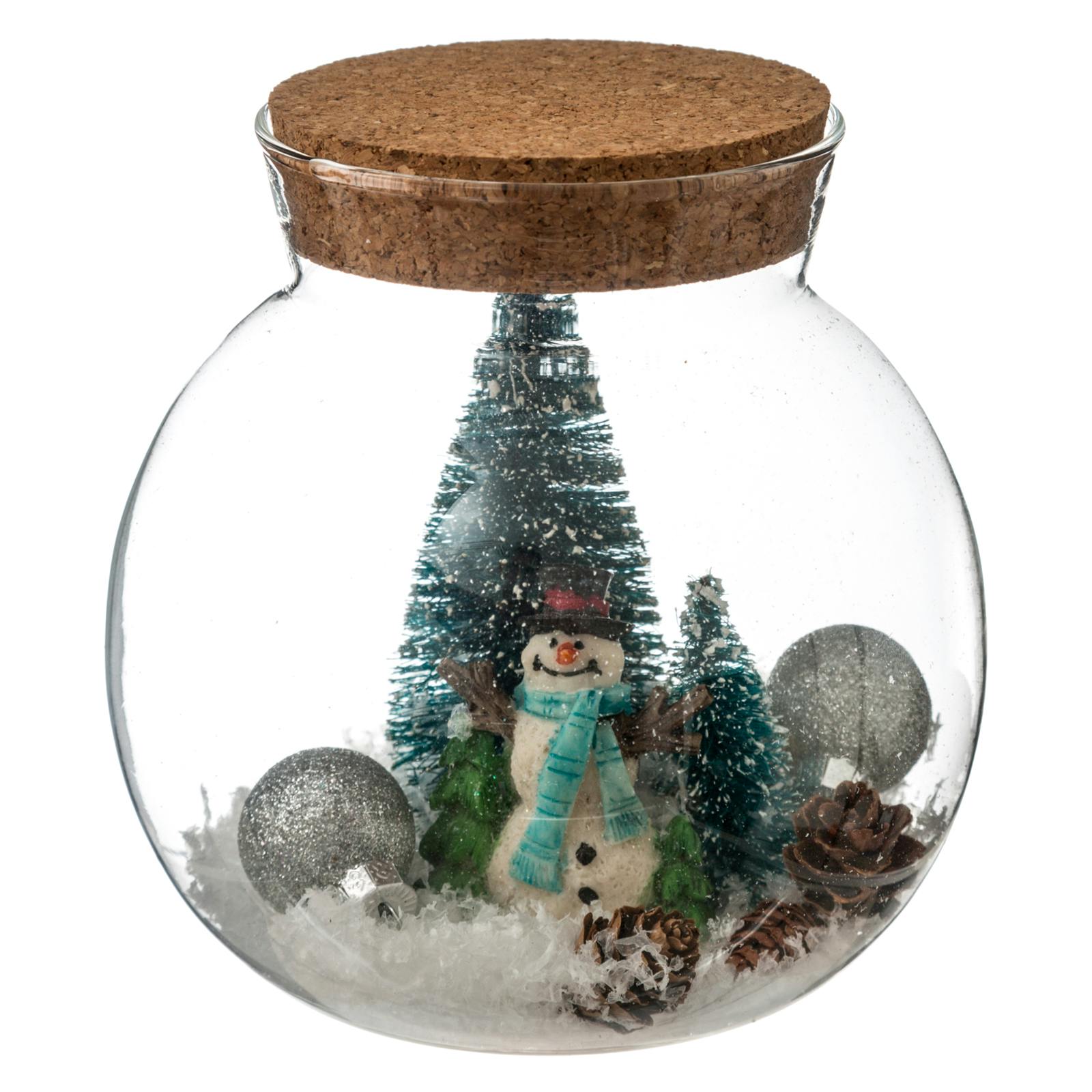 Bocal de Noël décoré bonhomme de neige