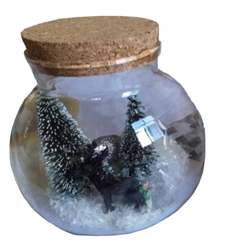 Bocal de Noël décoré renne noir