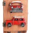 Boîte à clés en bois et métal décor Voiture rouge, avec 2 patères 20x8x31cm