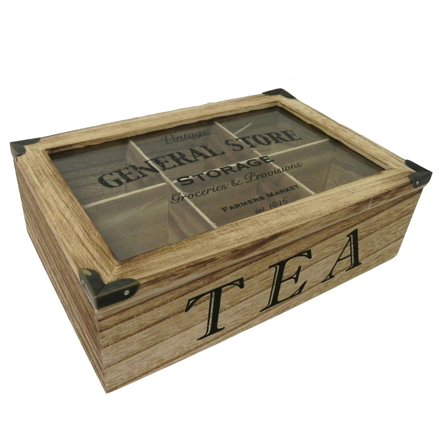 Boite à thé 6 compartiments en bois