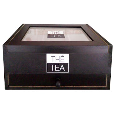  Boite à thé ou capsule noir et blanc 22x14x10cm