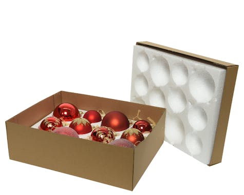 Boules de Noël rouges tradition en verre (boîte de 12)