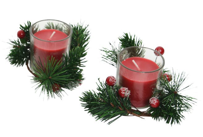 Boite de 2 bougies rouges parfumées décor Noël