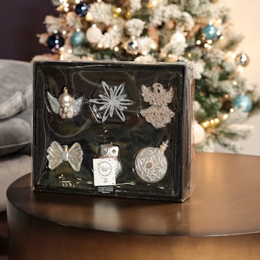 Boite de 20 décors de Noël ange argenté