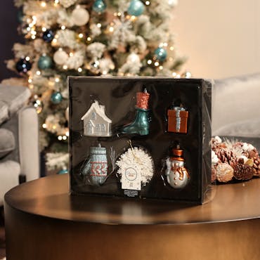 Boite de 20 décors de Noël Flocon blanc
