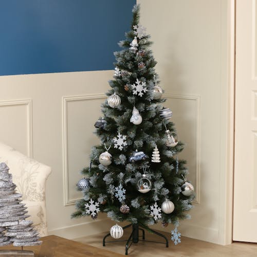 Boite de 25 décors de Noël tons bleus et argentés