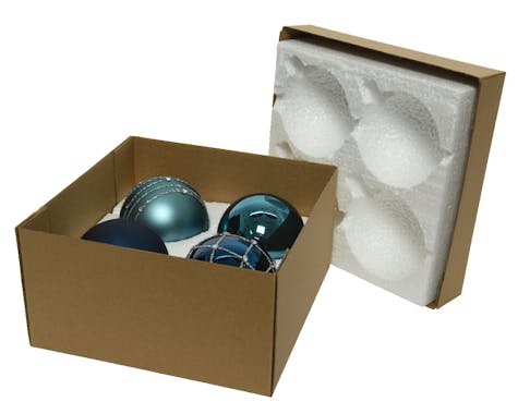Boules de Noël bleues en verre (boîte de 4)