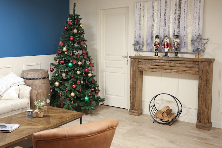 Boules de Noël vertes brillantes et mates (boîte de 4)
