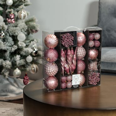  Boite de 50 décors de Noël tons rose poudré