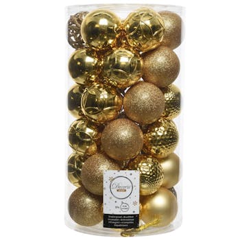 Boite de boules de Noël dorées assorties