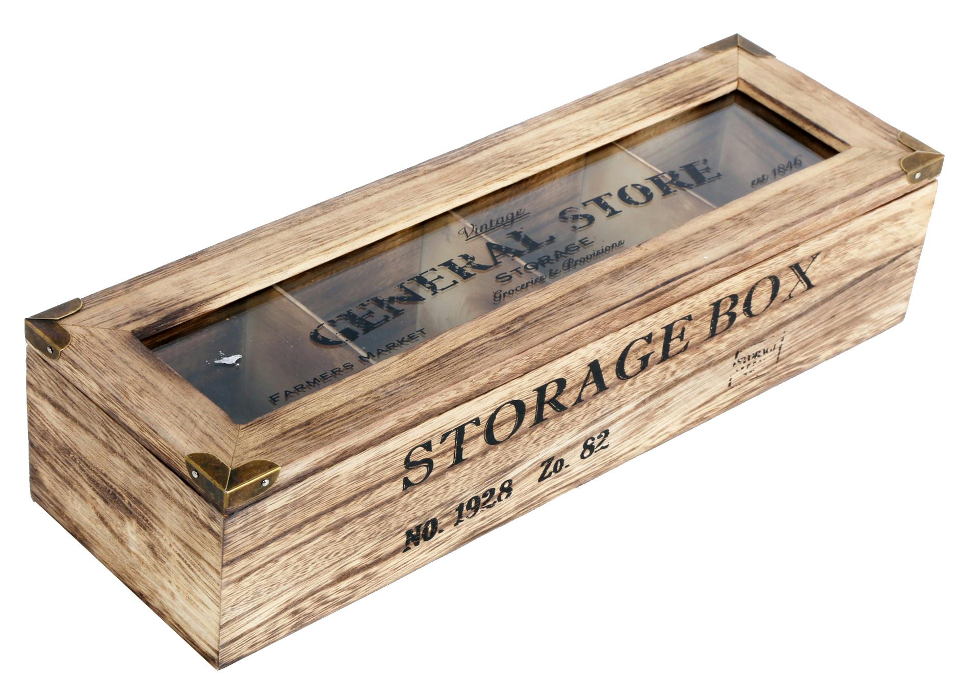 Boîte de rangement bois compartimentée 34 cm