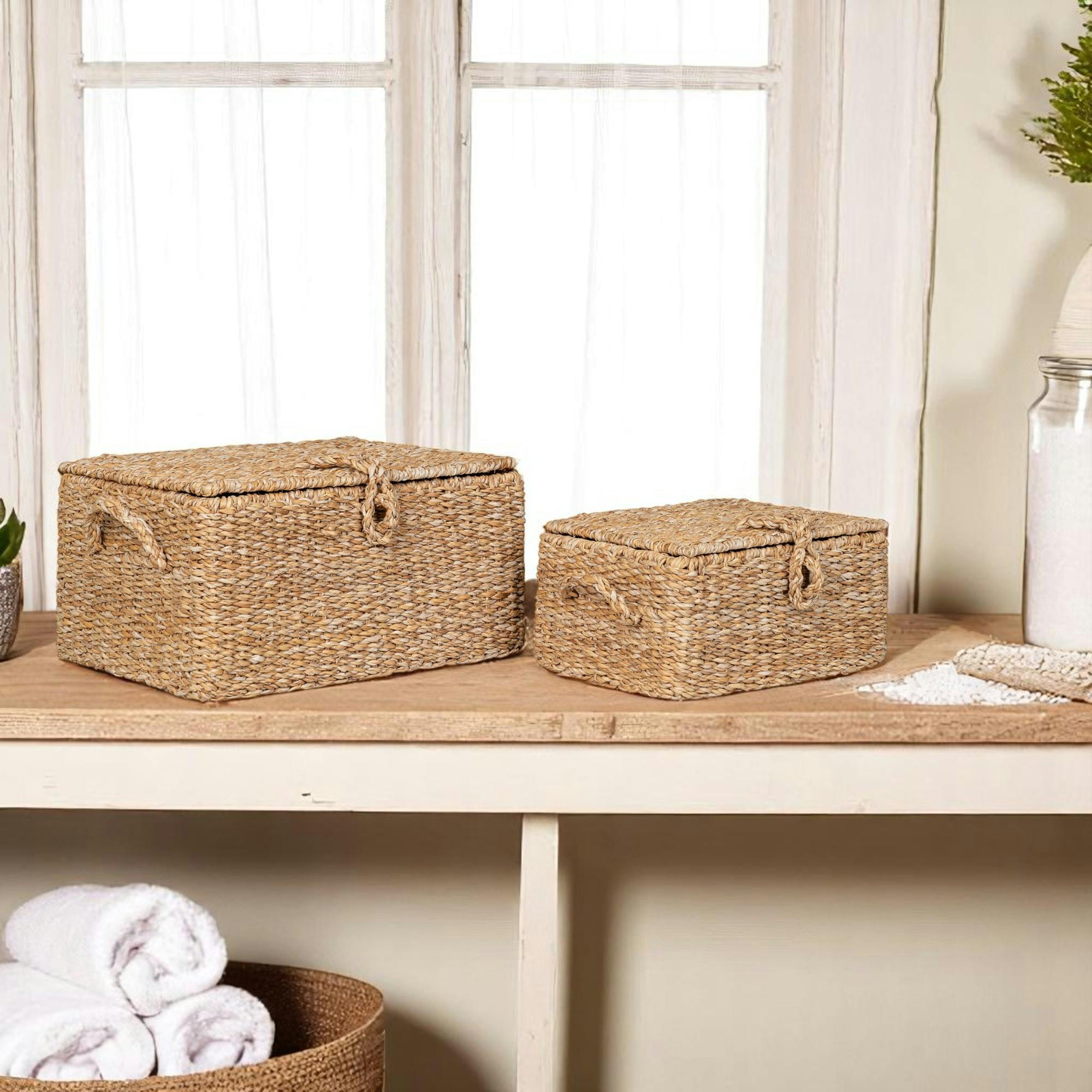 Boîte de rangement en vannerie (lot de 2)