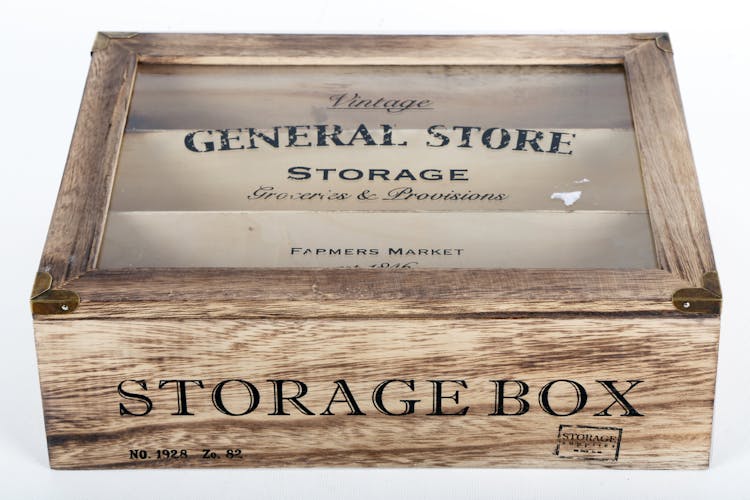 Boite de rangement "Vintage General Store" en bois 30x24cm