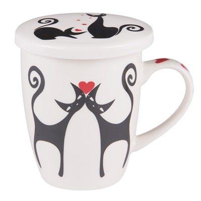 Boîte métal avec tisanière décor chats cœurs modèle 4